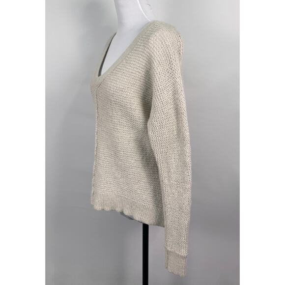 Free People Gray Textured V Neck Alpaca Wool Blend Sweater Size XS - Picture 3 of 10